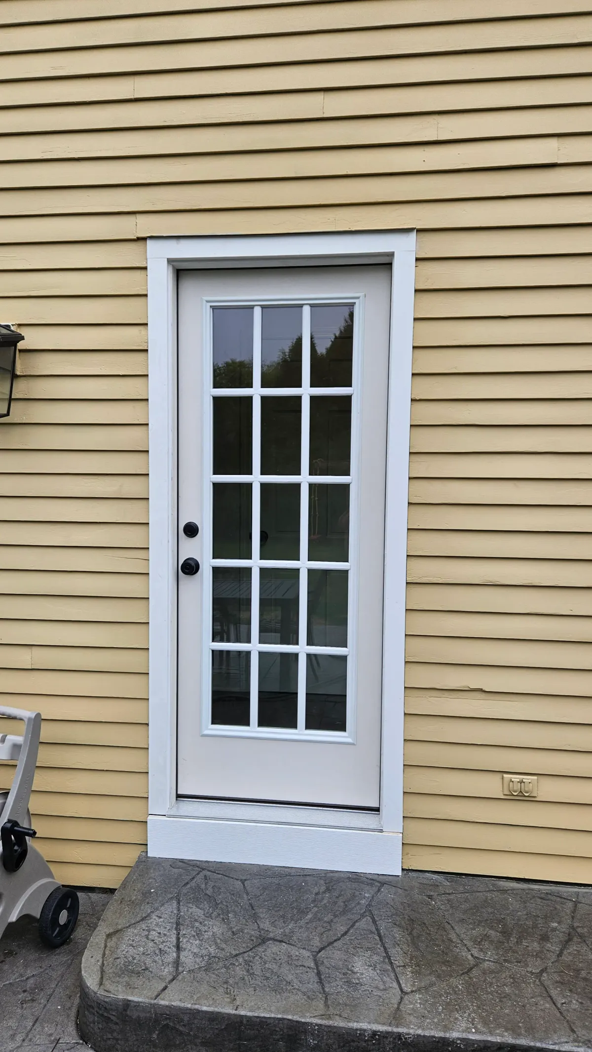 New white full-glass French door by Drexler Home Services in Rochester NY